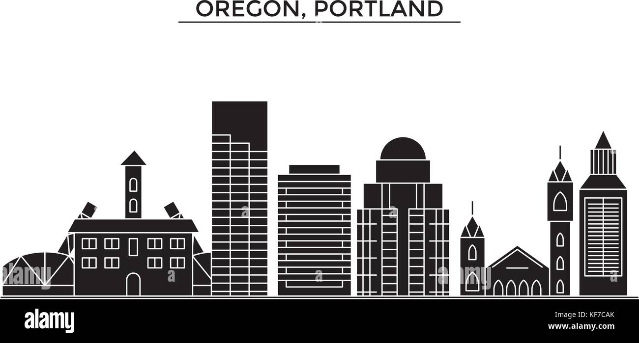 Usa, Oregon, Portland architecture vector city skyline, travel cityscape with landmarks, buildings, isolated sights on background Stock Vector