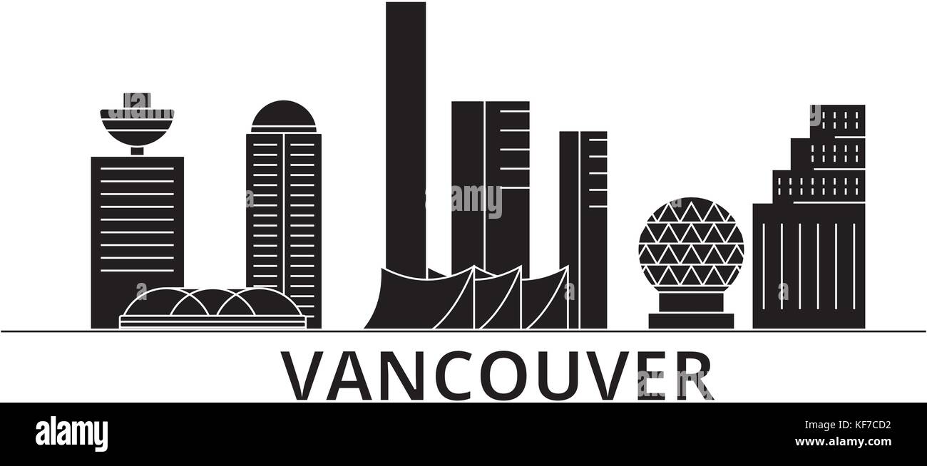 Vancouver architecture vector city skyline, travel cityscape with ...