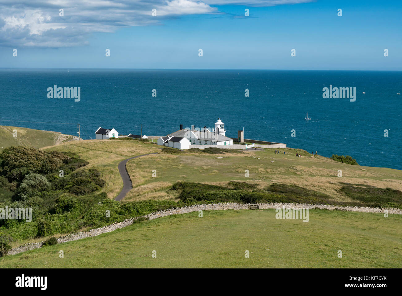 Durlston Head, Country Park, Lighthouse. Stock Photo