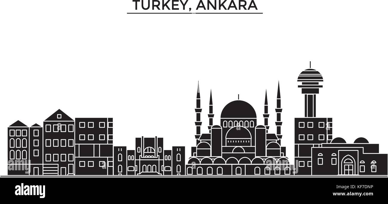 Turkey, Ankara architecture vector city skyline, travel cityscape with landmarks, buildings, isolated sights on background Stock Vector