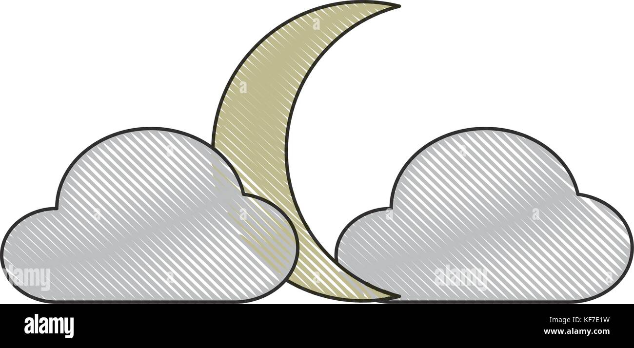 moon and clouds icon over white background vector illustration Stock ...