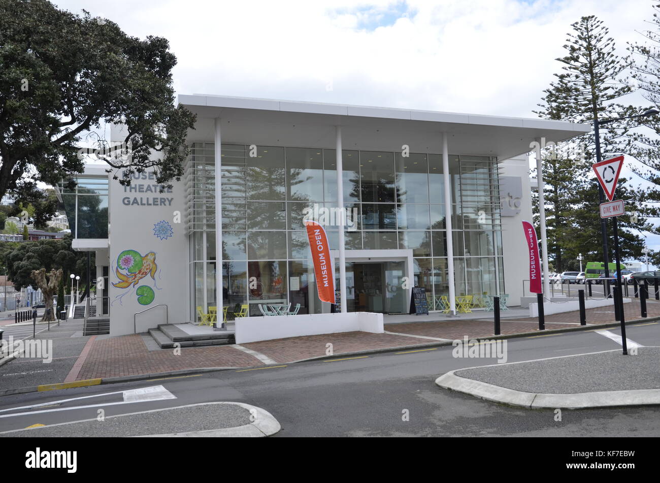 The Museum, Theatre and Gallery in the New Zealand town of Napier. The town was destroyed by an earthquake in 1931 and rebuilt in Art Deco style. Stock Photo
