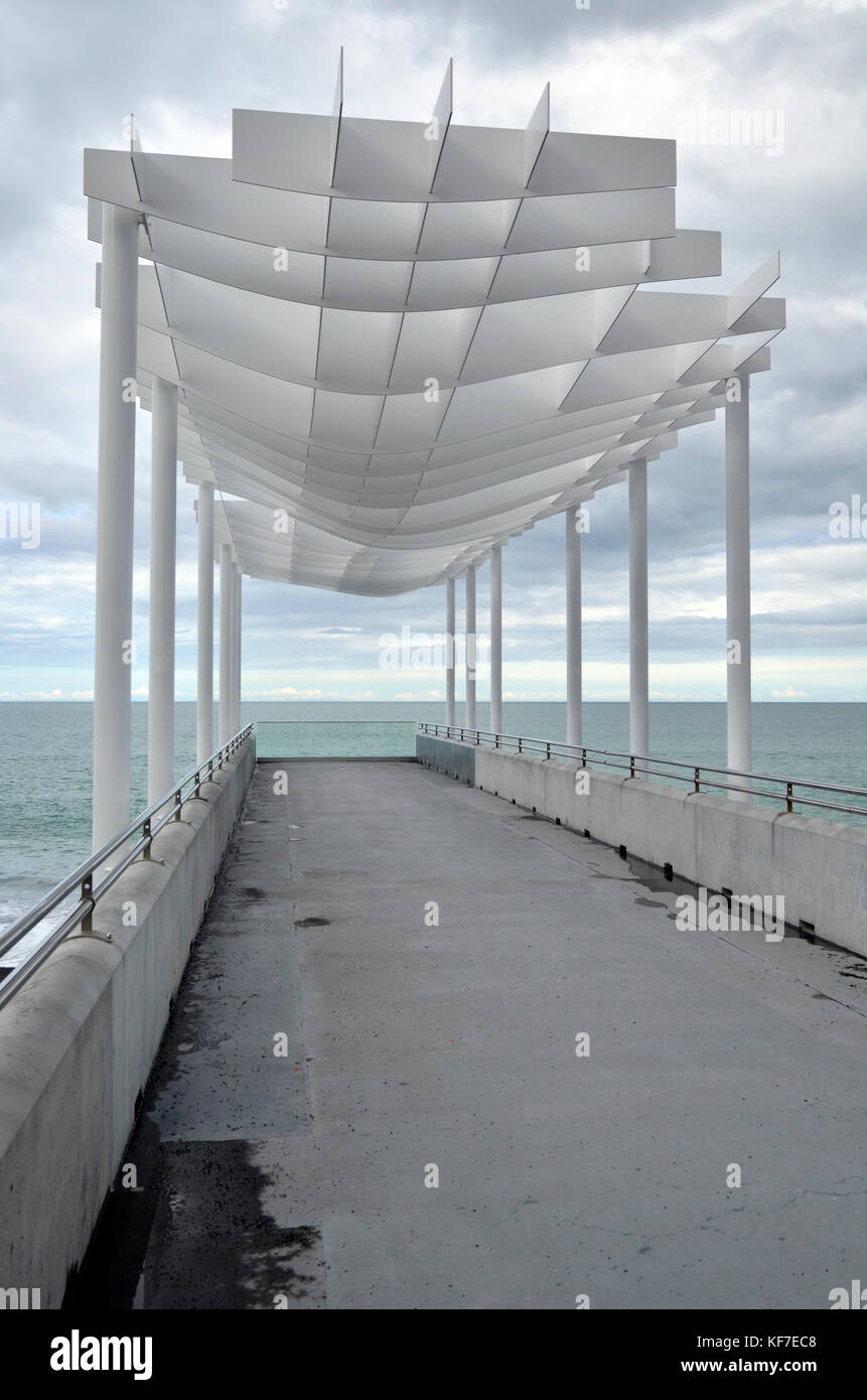 The pier at Napier, New Zealand. The city was rebuilt in Art Deco style after a disastrous earthquake . Stock Photo