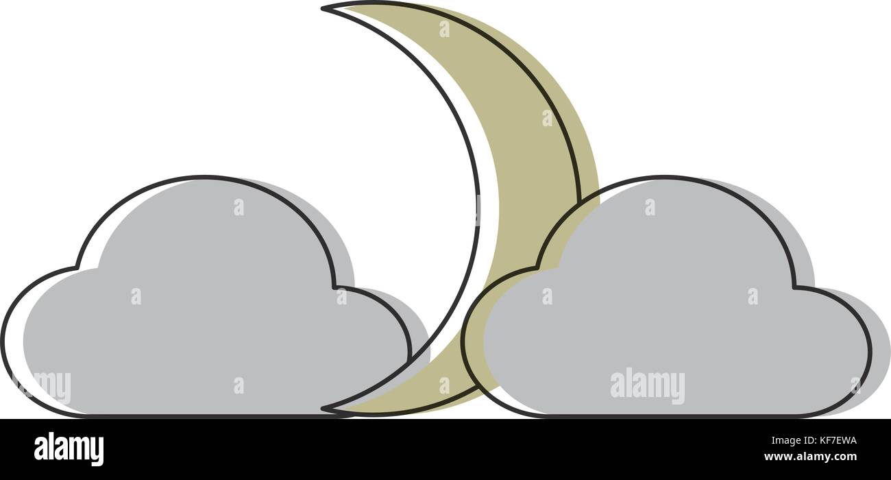 moon and clouds icon over white background vector illustration Stock ...
