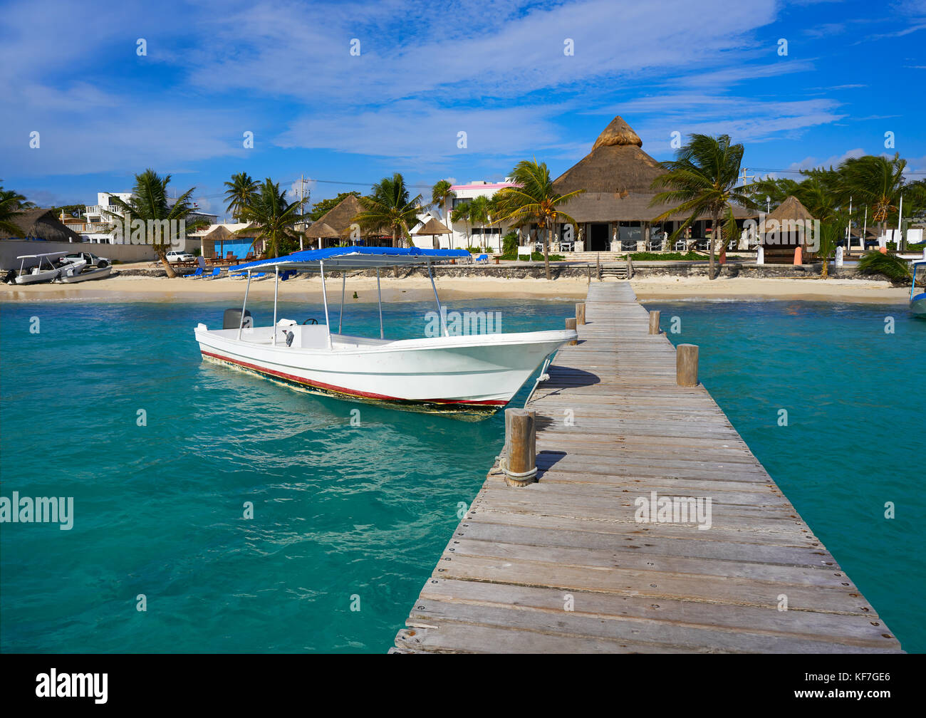 Puerto Morelos beach in Riviera Maya at Mayan Mexico Stock Photo