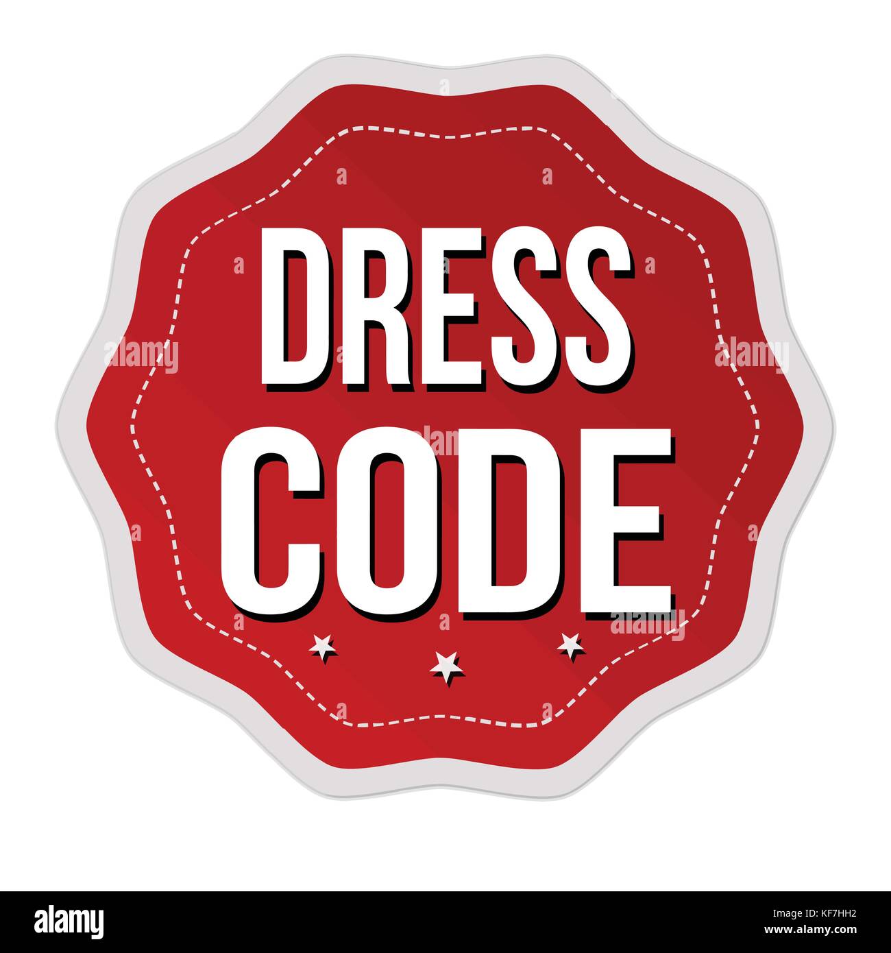 Dress code label or sticker on white background, vector
