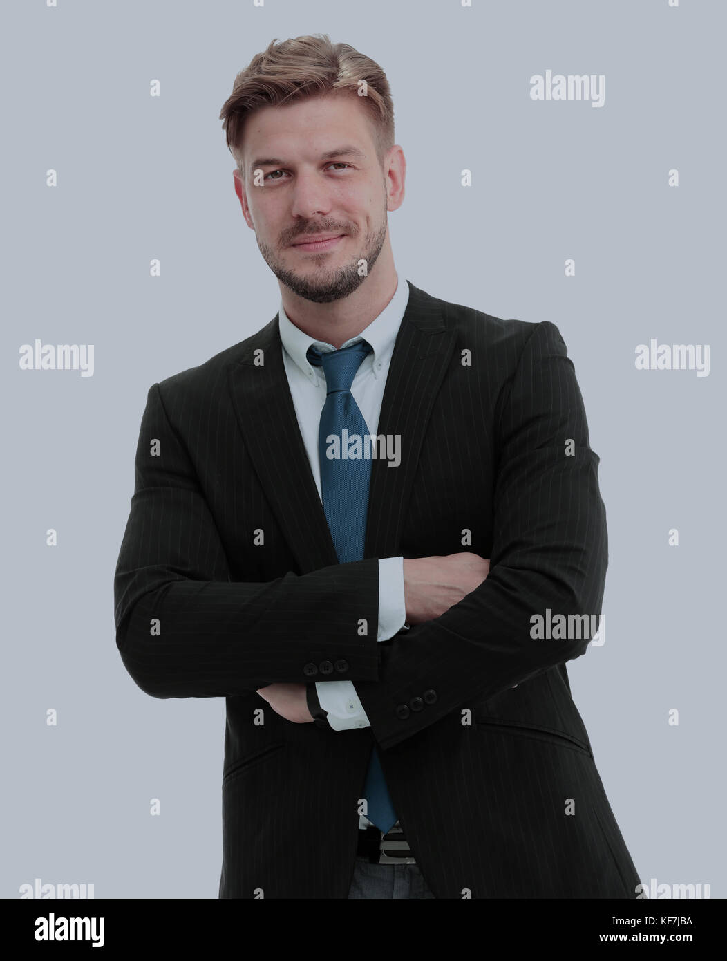 Handsome businessman standing isolated on white background Stock Photo ...