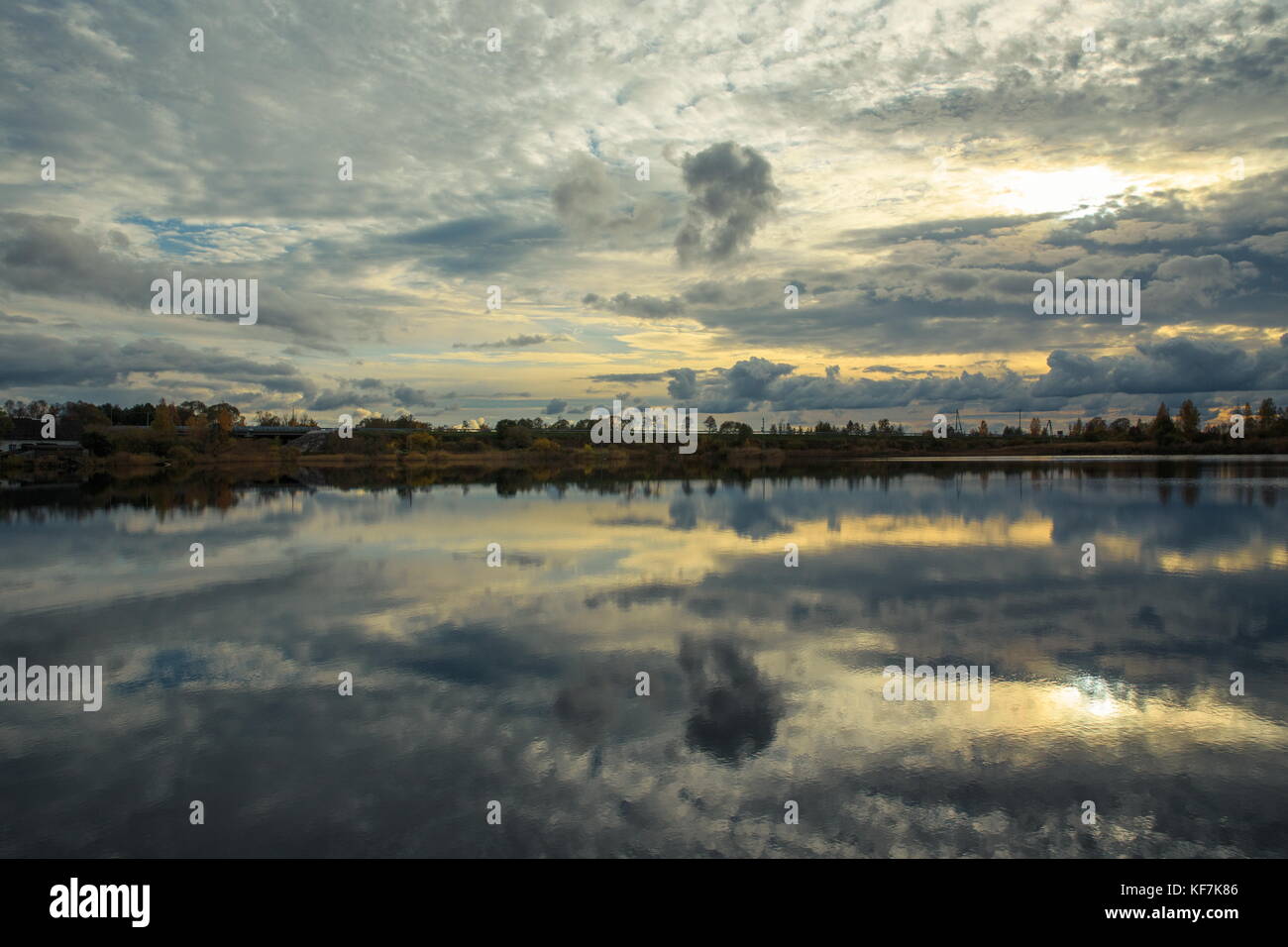 Autumn forest and lake in the fall season Stock Photo - Alamy
