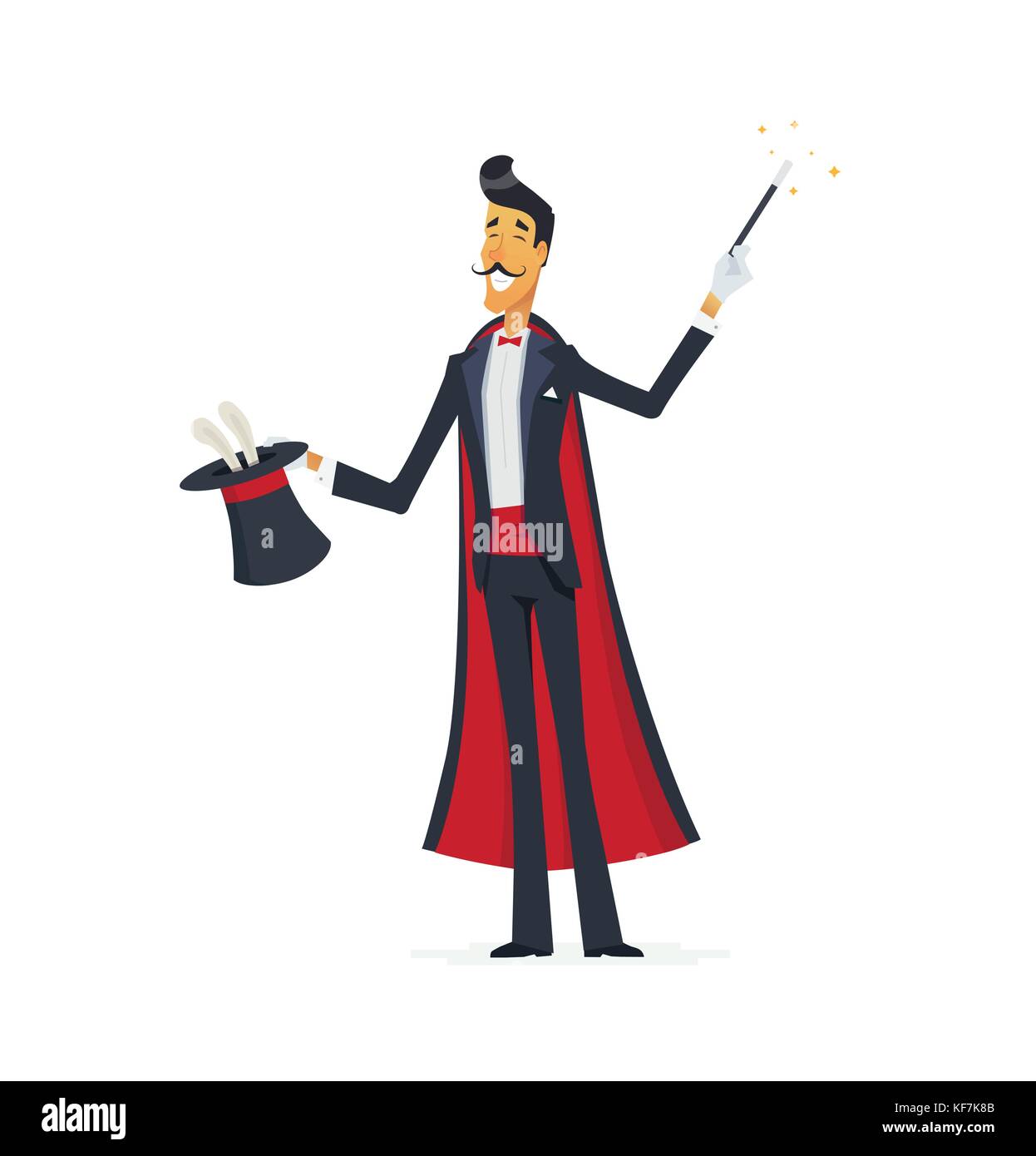 Magician doing a hat trick - cartoon people characters isolated  illustration Stock Vector Image & Art - Alamy
