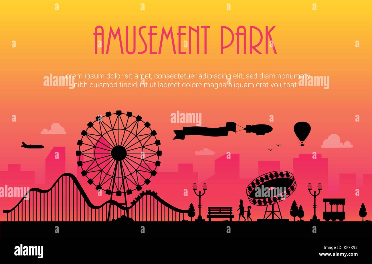 Amusement park - modern vector illustration Stock Vector
