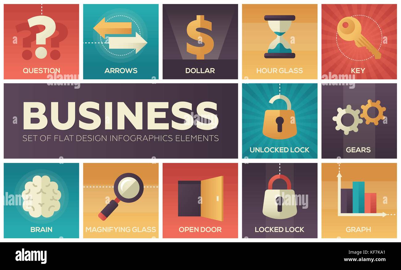 Business - set of flat design infographics elements Stock Vector Image ...