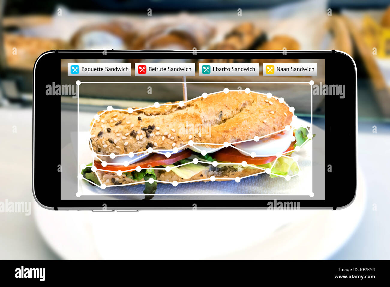 Camera lens , Machine and deep Learning analytics identify objects technology , Artificial intelligence concept. Software ui analytics and recognition Stock Photo