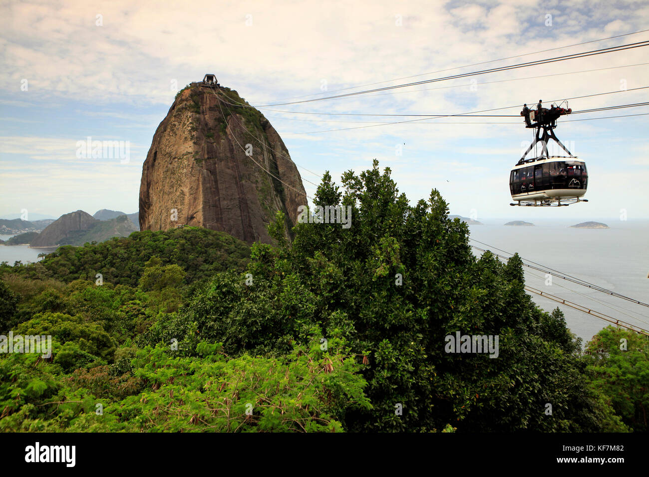 BRAZIL, Rio de Janiero, the gondola out to Sugarloaf Mountain Stock Photo