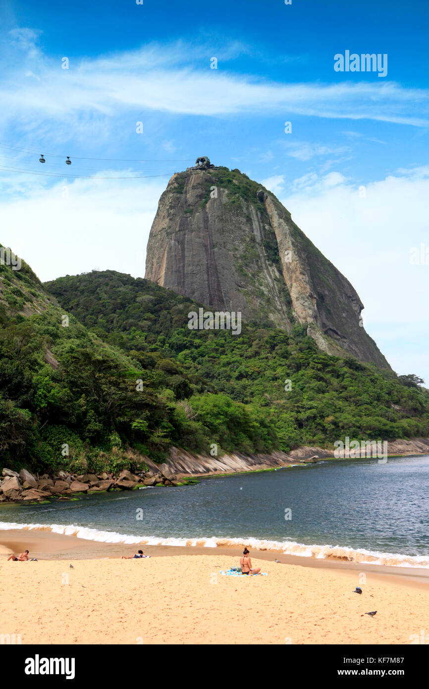 BRAZIL, Rio de Janiero, Urca Beach, Base of Sugarloaf Mountain Stock Photo