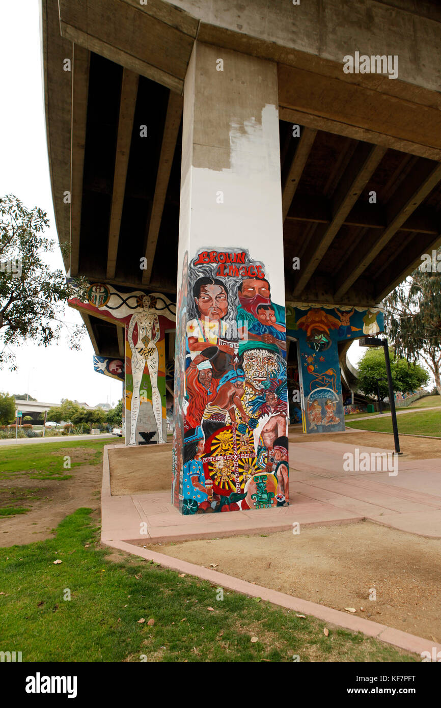 USA, California, San Diego, street art painted on the bridge above Chicano Park Stock Photo