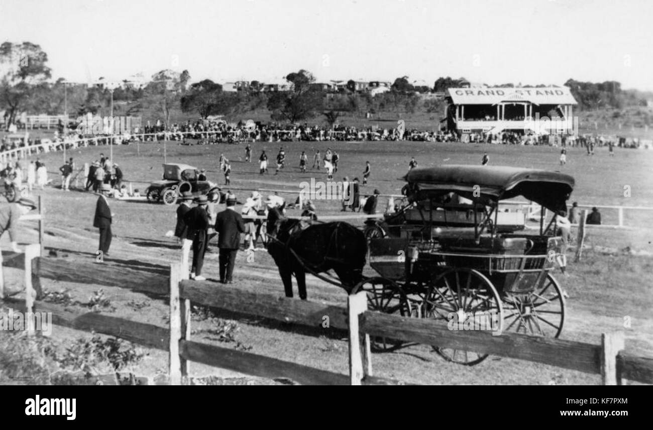 1 102793 Australian Rules game at Memorial Park, Wynnum, ca. 1928 Stock