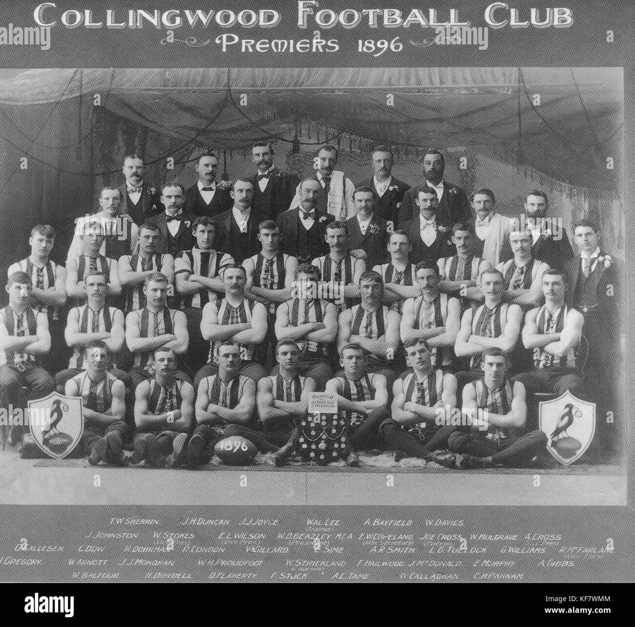 This refers to Collingwood Football Club (Collingwood FC), an Australian rules football team based in Melbourne, known for its rich history and success in the Australian Football League (AFL). Stock Photo