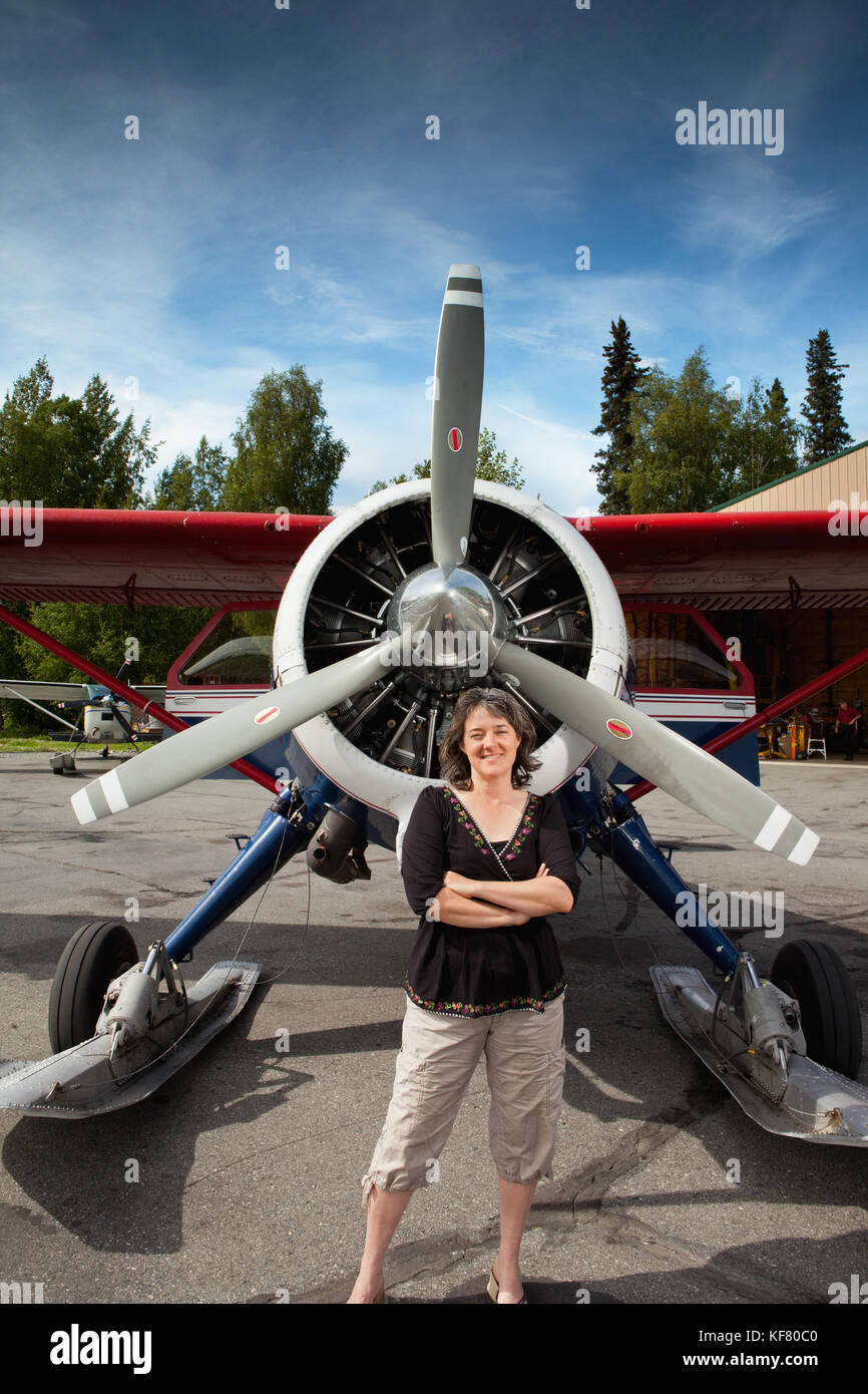 USA, Alaska, Talkeetna, Sandra Loomis the owner of Talkeetna Air Taxi