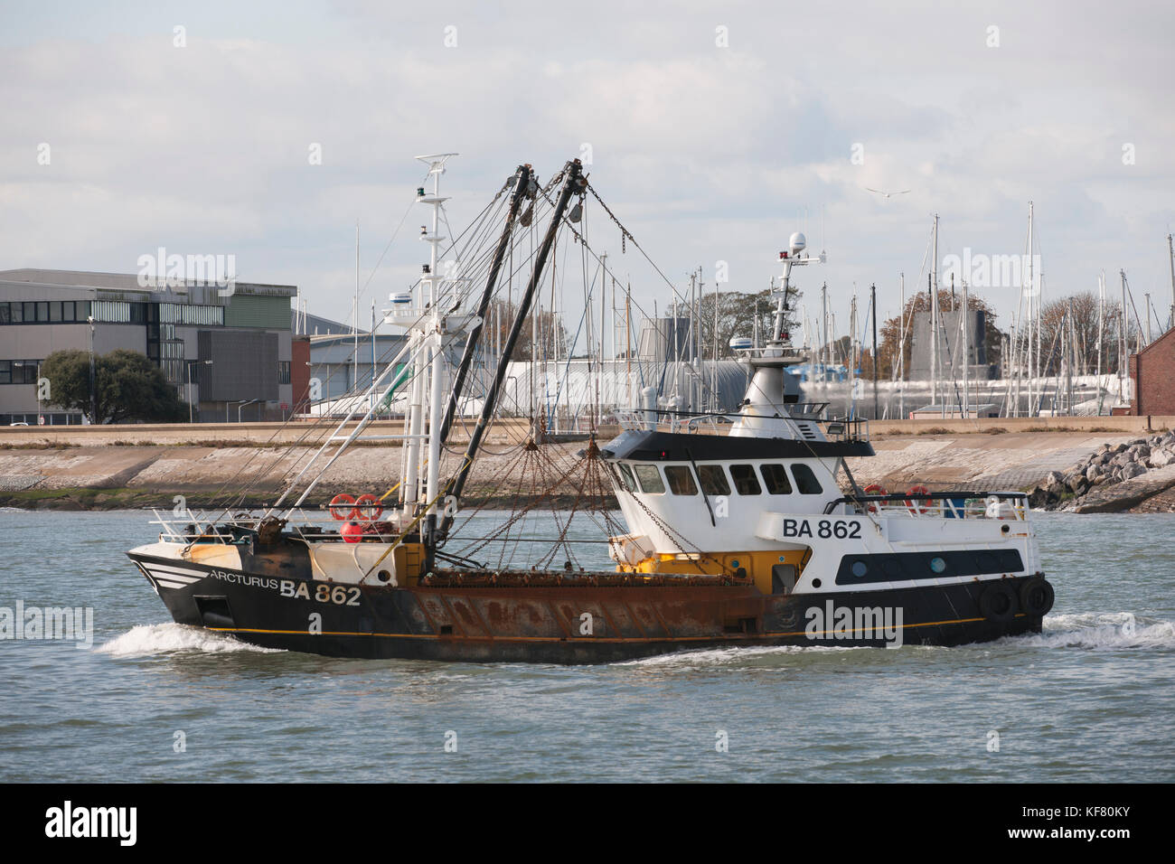 Arcturus Fishing trawler - BA 862 - leaving Portsmouth Harbour, Portsmouth, Hampshire, England, UK Stock Photo
