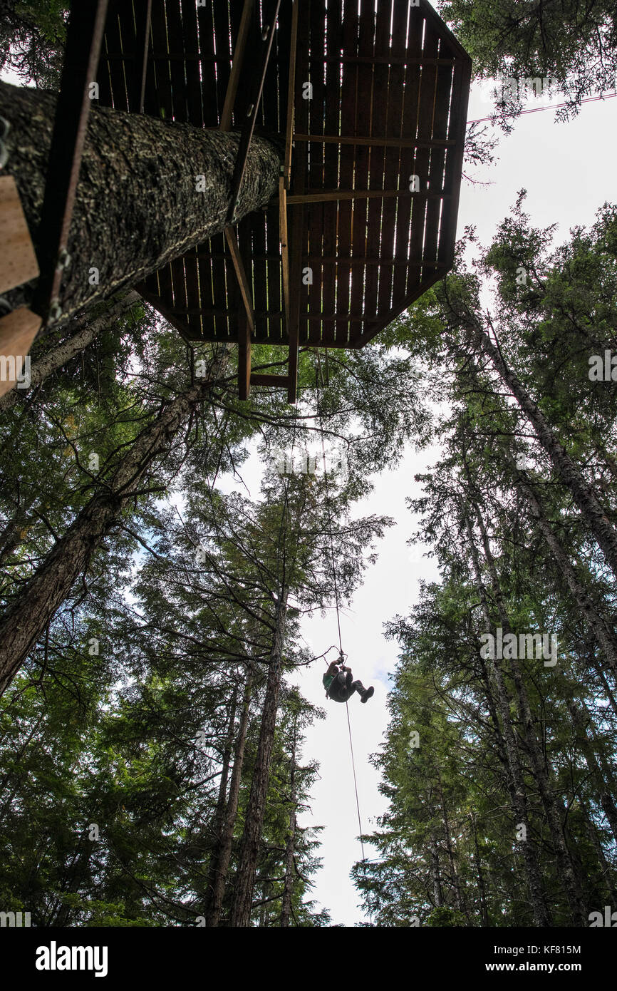 USA Alaska, Sitka, the Grizzly Falls Zipline Expedition in the area of
