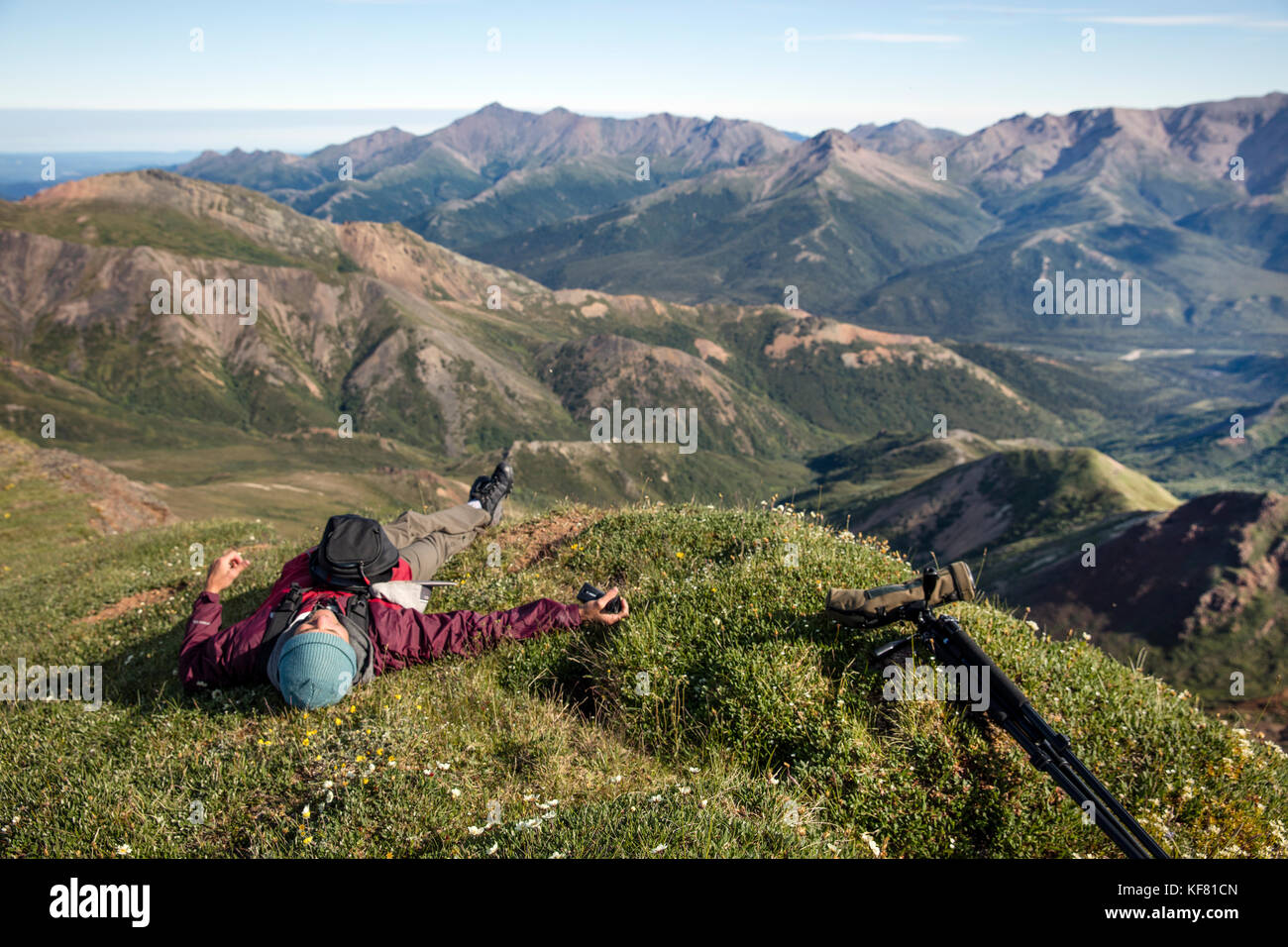 USA, Alaska, Denali, Denali National Park, Heli hiking tour in the