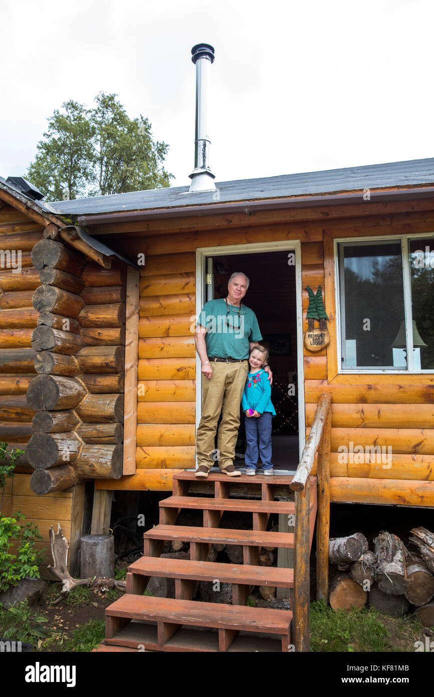 USA, Alaska, Redoubt Bay, Big River Lake, the cabins at Redoubt Bay Lodge Stock Photo