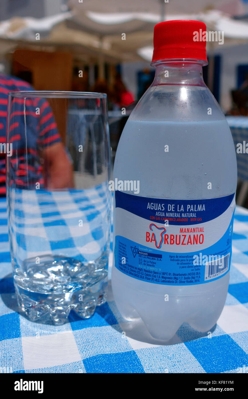 Bottle of ice cold water on the Spanish island of Fuerteventura Stock Photo