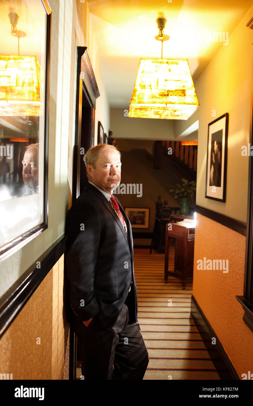 USA, California, San Francisco, a portrait of general manager Charles Gravier at the Hotel Boheme, North Beach Stock Photo