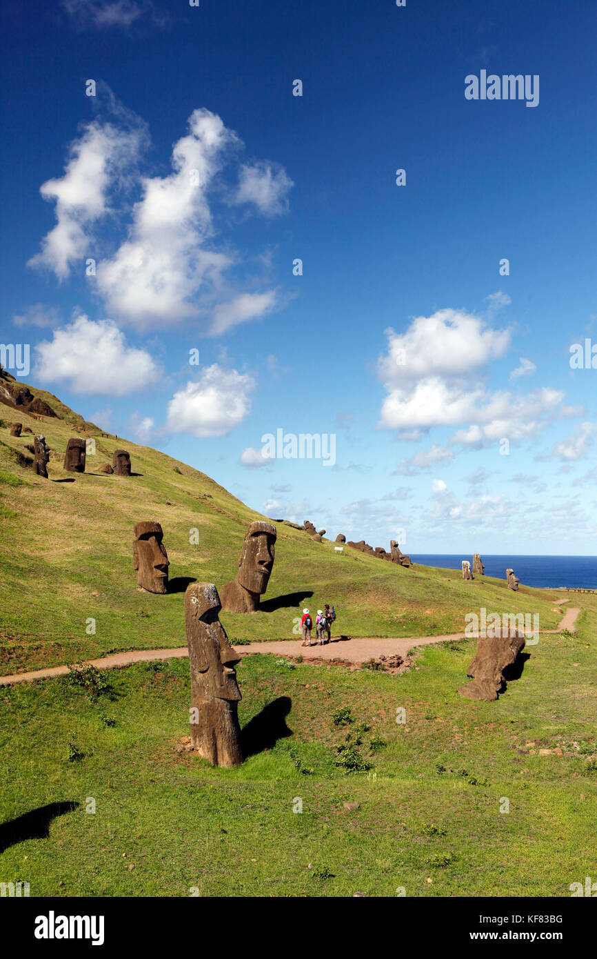 EASTER ISLAND, CHILE, Isla de Pascua, Rapa Nui, Rano Raraku is a volcanic crater on the lower
