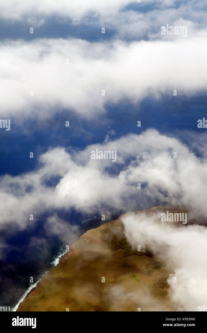 EASTER ISLAND, CHILE, Isla de Pascua, Rapa Nui, an ariel view of Easter Island upon arriving to the island Stock Photo