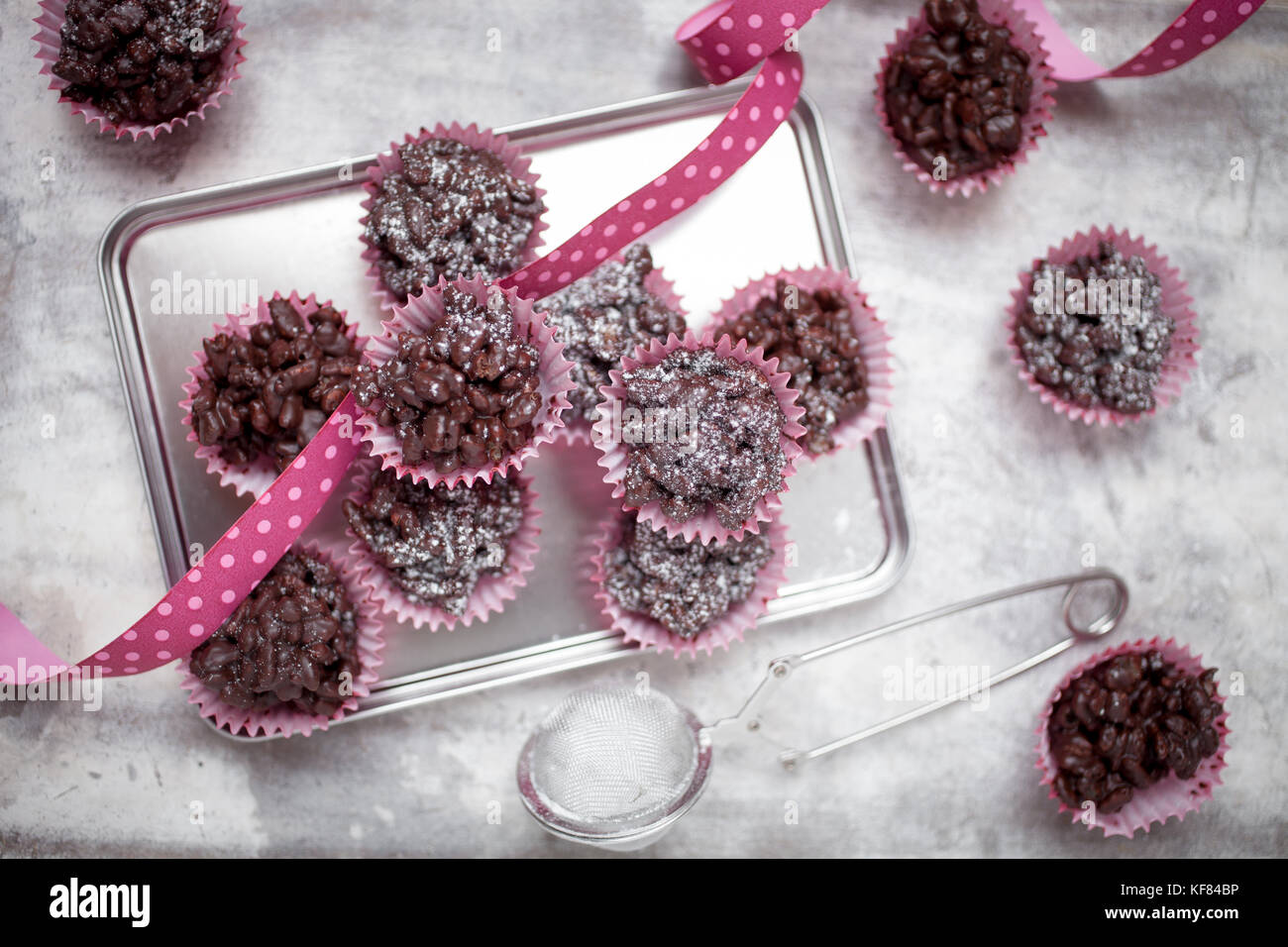 Rice crispies covered with milk chocolate Stock Photo Alamy