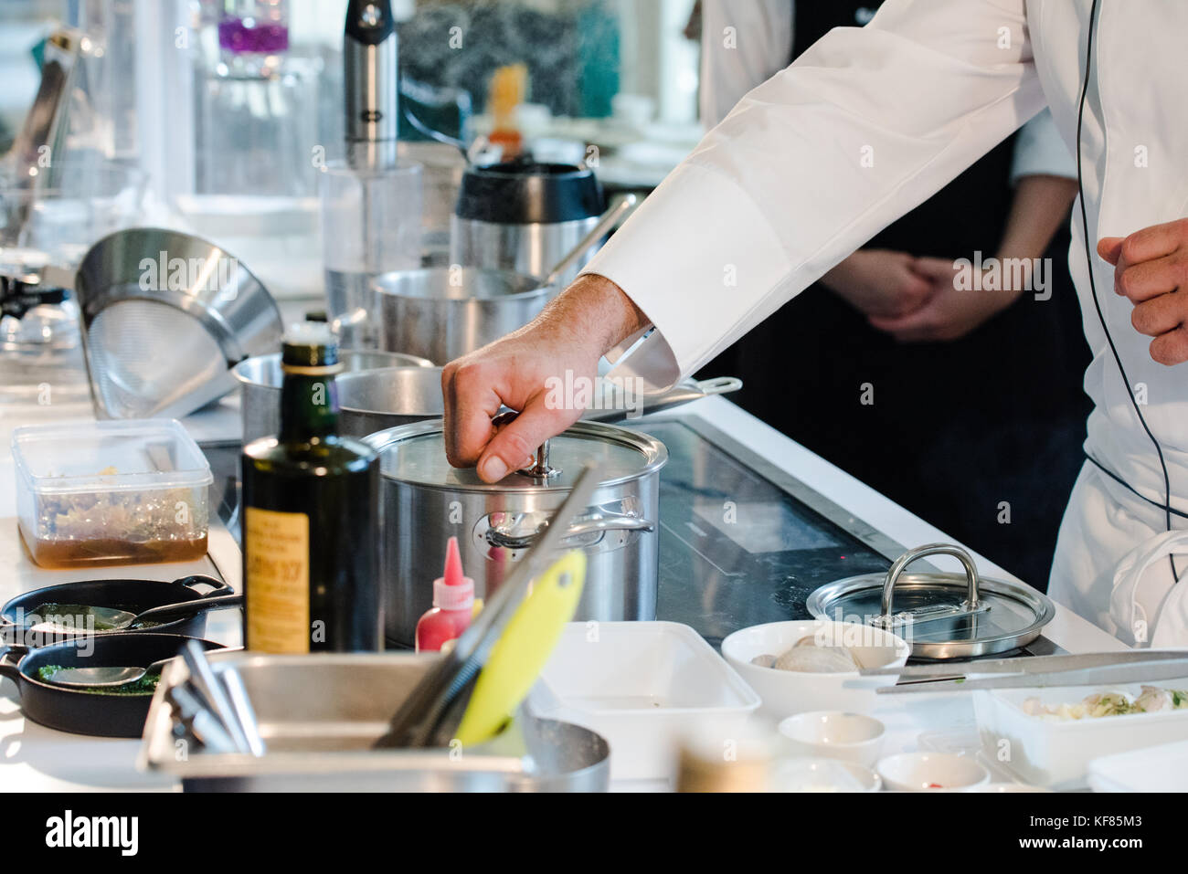 Gourmet food being prepped by World Class Chefs Stock Photo