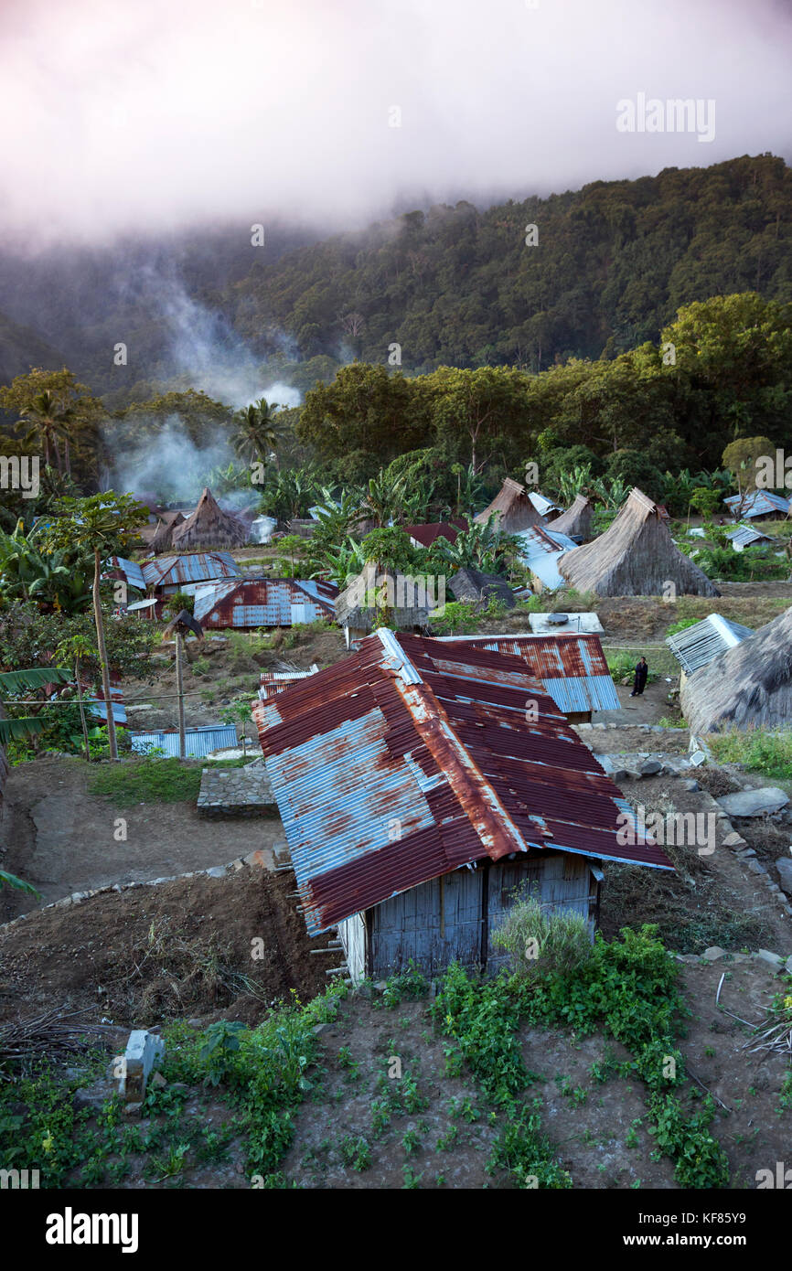 INDONESIA, Flores, birds eye view of Saga Village Stock Photo