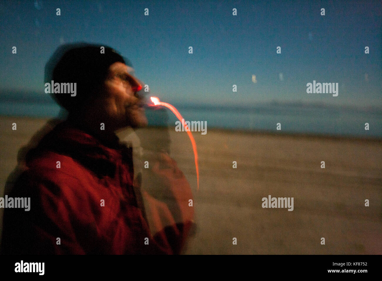 MEXICO, Baja, Magdalena Bay, Pacific Ocean, on the beach at night at