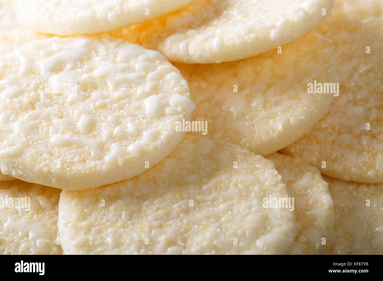 Background of sweet crispy rice cakes macro. horizontal Stock Photo