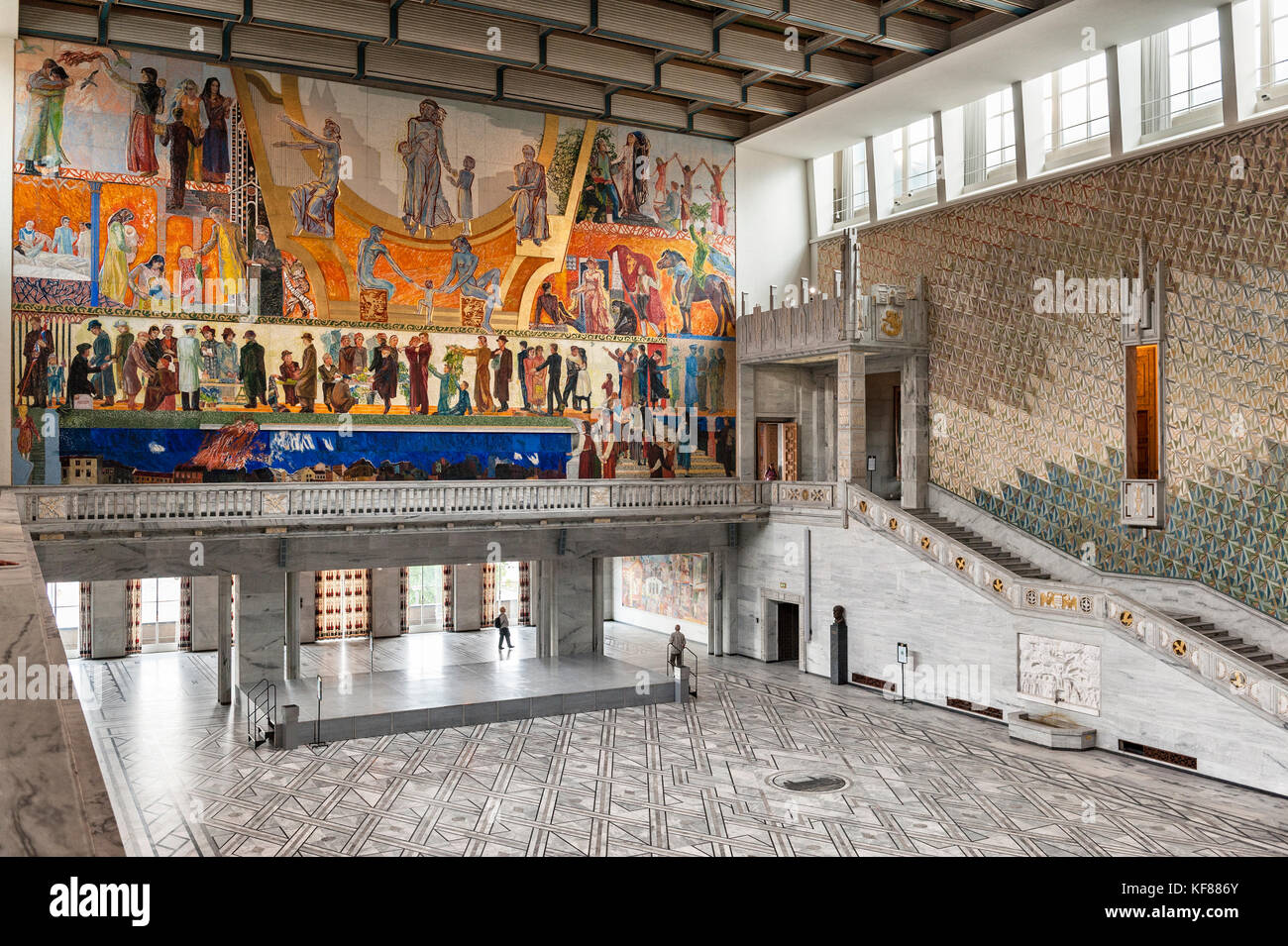 The City Hall (Radhus), Oslo, Norway. The Grand Hall (Radhushallen) where the Nobel Peace Prize ceremony is held Stock Photo