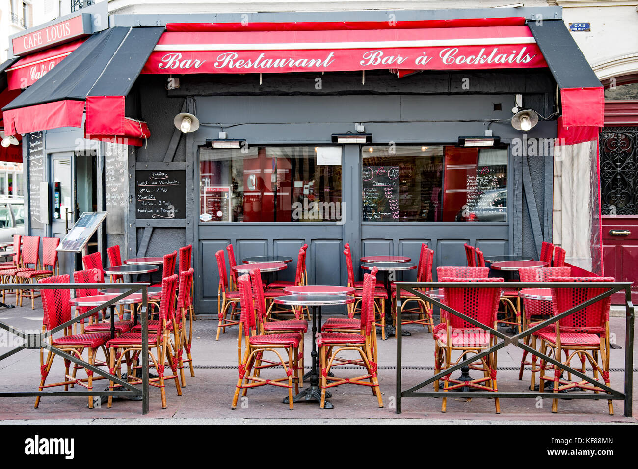 Typical Parisian cafe terrace Stock Photo