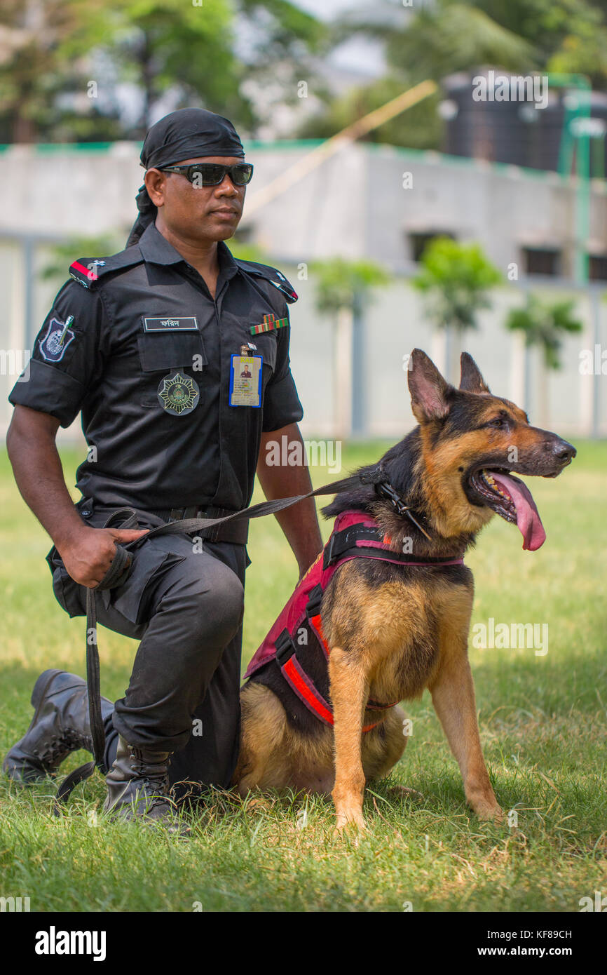 Dog Squad is amazing part for prevent terrorism, drug smuggling, bomb finding, caught terror and many more activities Stock Photo