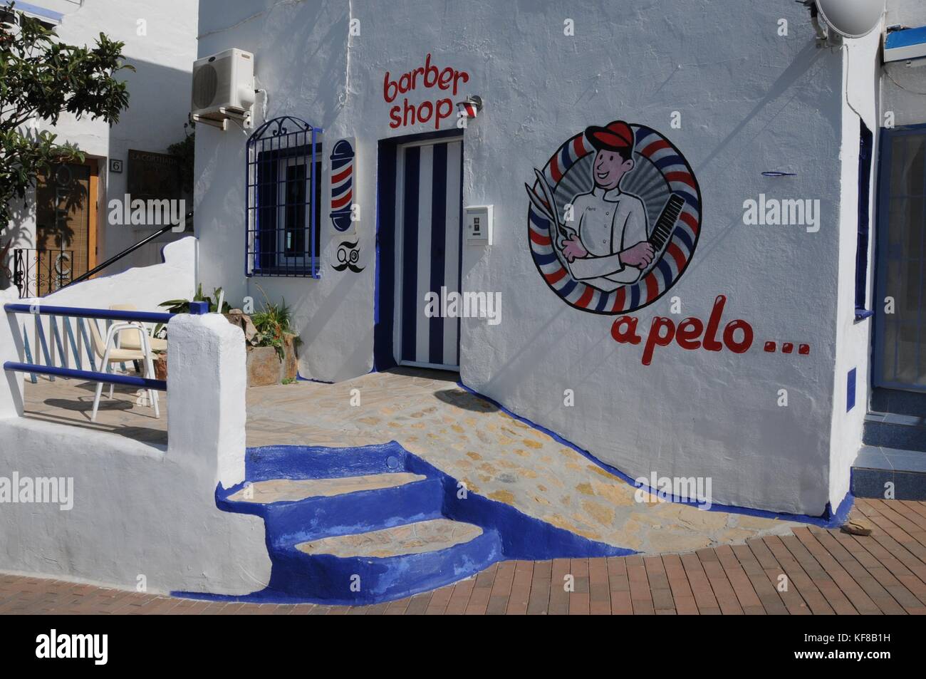 A barber shop in Mojacar Pueblo, Almeria, Spain Stock Photo Alamy