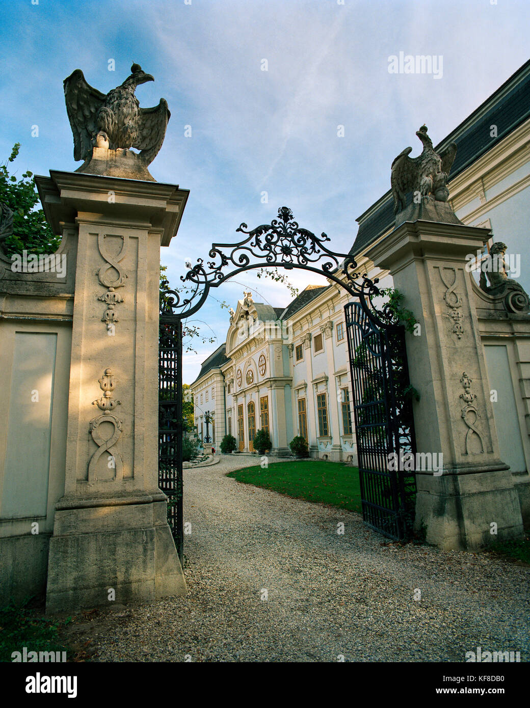 AUSTRIA, Halbturn, the entrance into Schloss Chateau, Burgenland Stock Photo