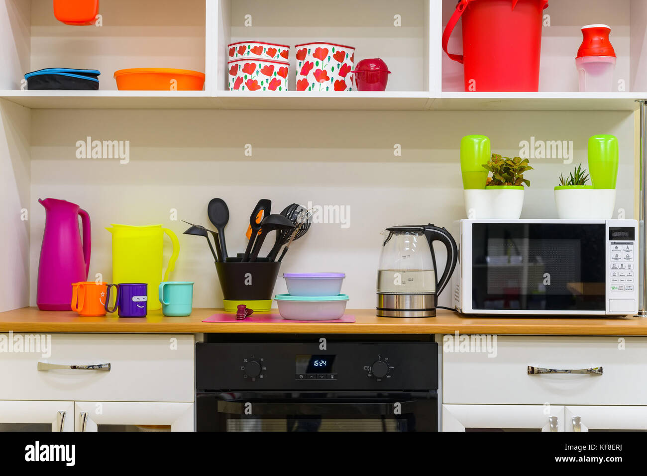 Modern colorful kitchen interior Stock Photo - Alamy