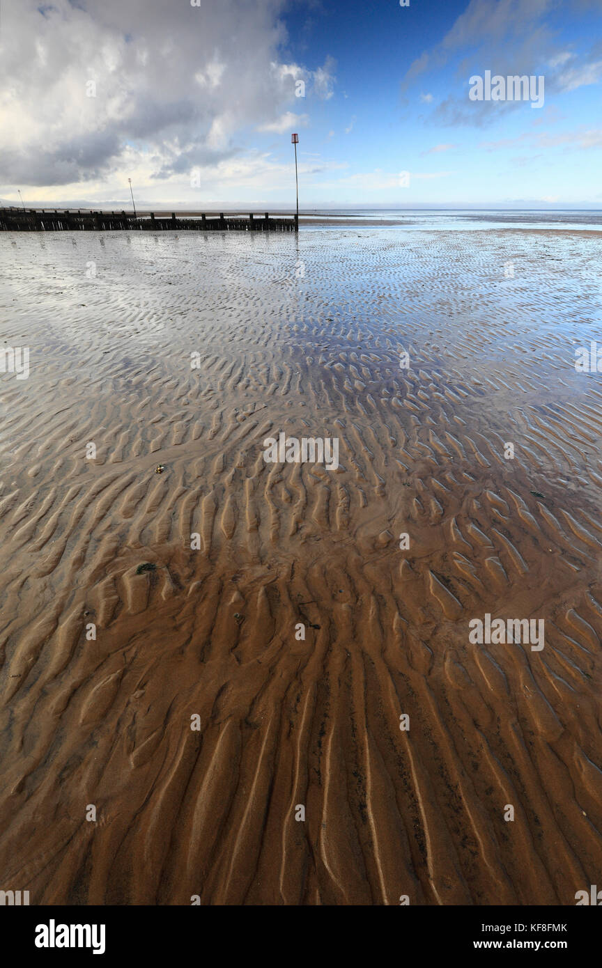 Ripples in the sand at Heacham on the Norfolk coast. Stock Photo