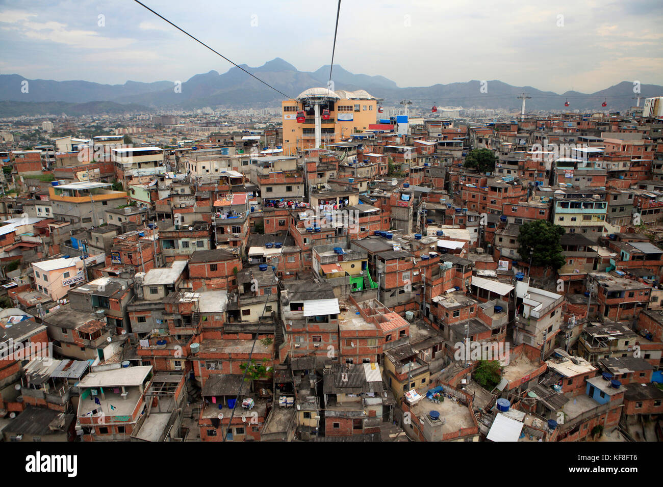 BRAZIL, Rio de Janiero, Favela, an ariel view of Complexo do Alemao, a neighborhood within the North Zone Stock Photo