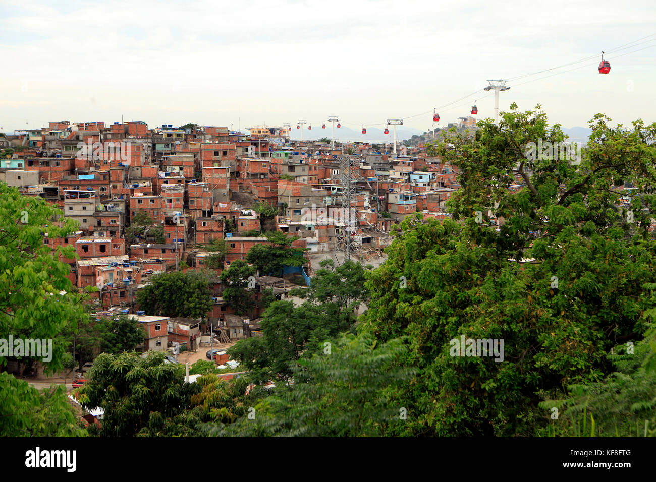 BRAZIL, Rio de Janiero, Favela, an ariel view of Complexo do Alemao, a neighborhood within the North Zone Stock Photo