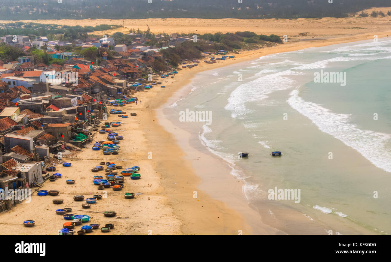 View of fishing village in Qui Nhon bay, Binh Dinh province, Vietnam Stock Photo