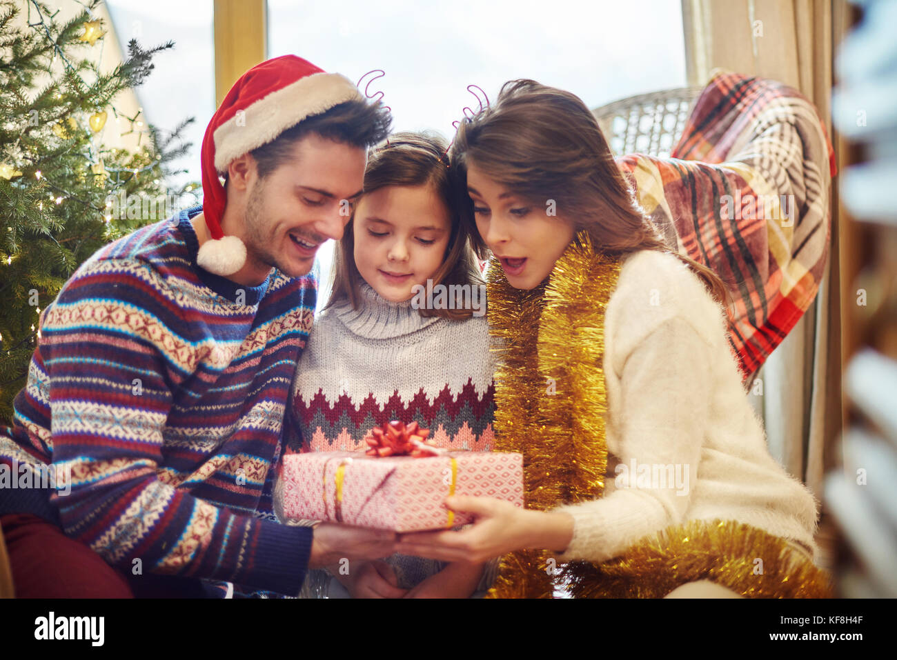 Waiting for big surprise hide in gift Stock Photo Alamy