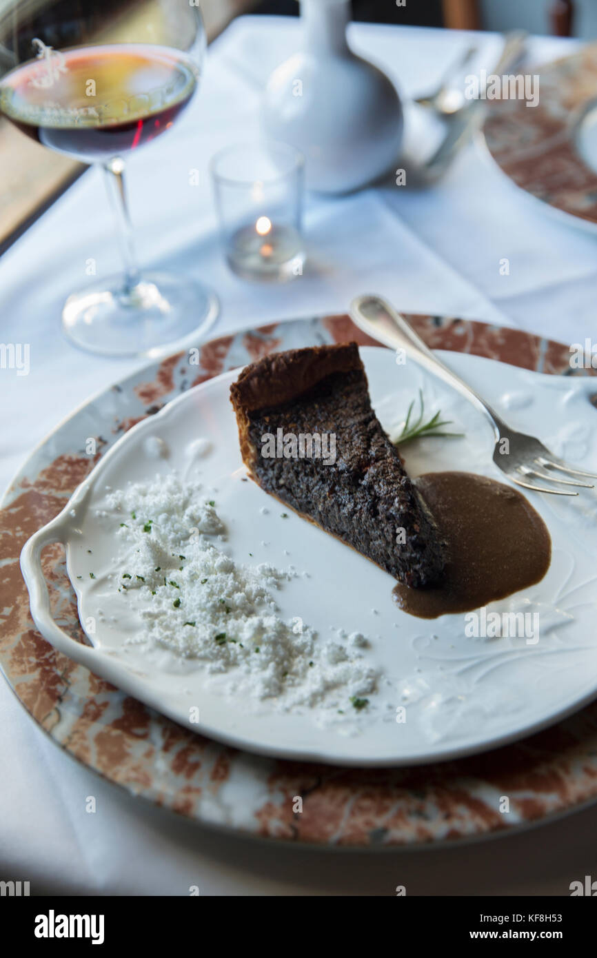 USA, Oregon, Willamette Valley, the Joel Palmer House Restaurant, Dayton, Heidi's Mushroom Tart Stock Photo