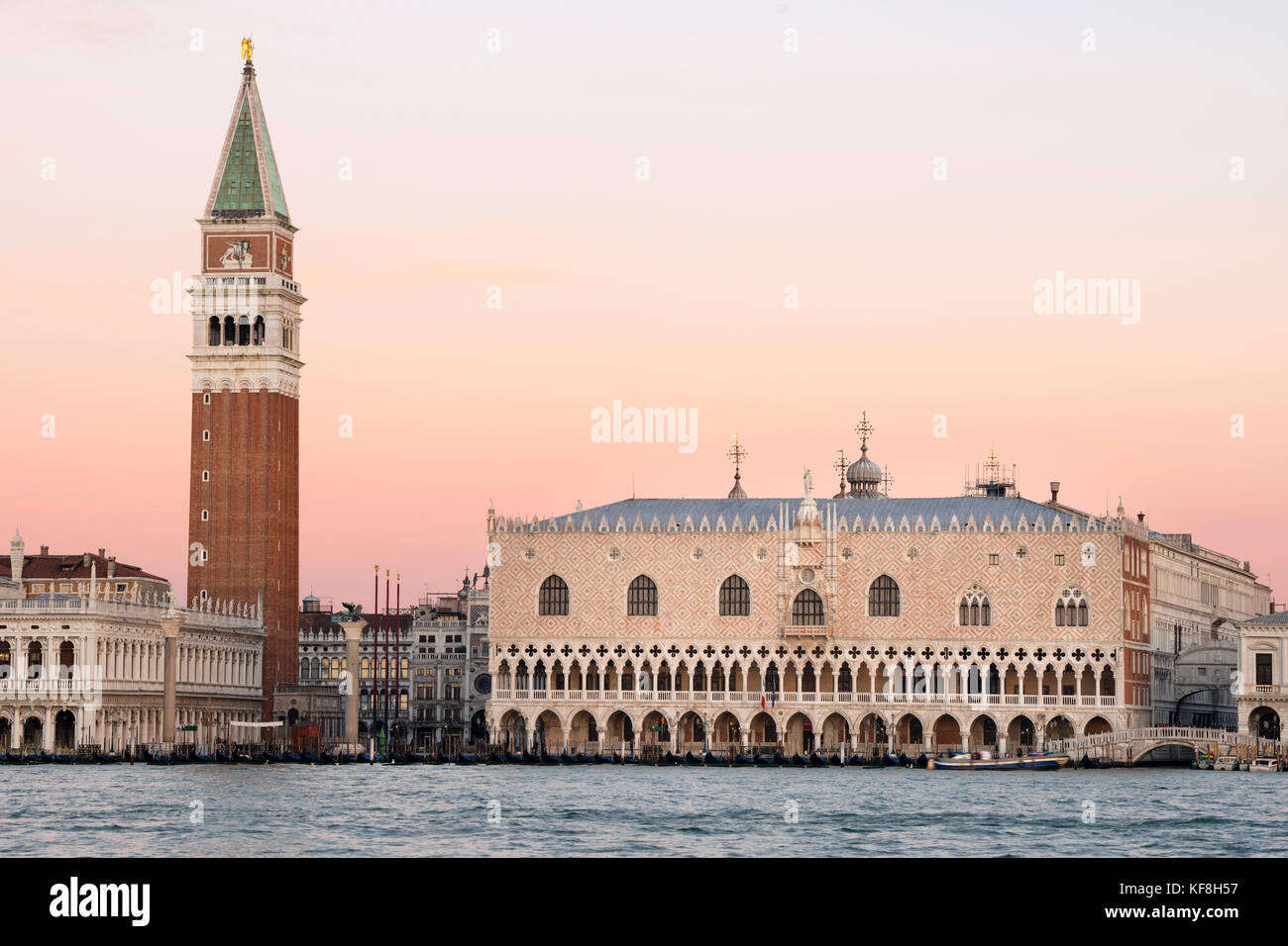 The Doge's Palace and the Campanile at dawn. Venice, Italy Stock Photo