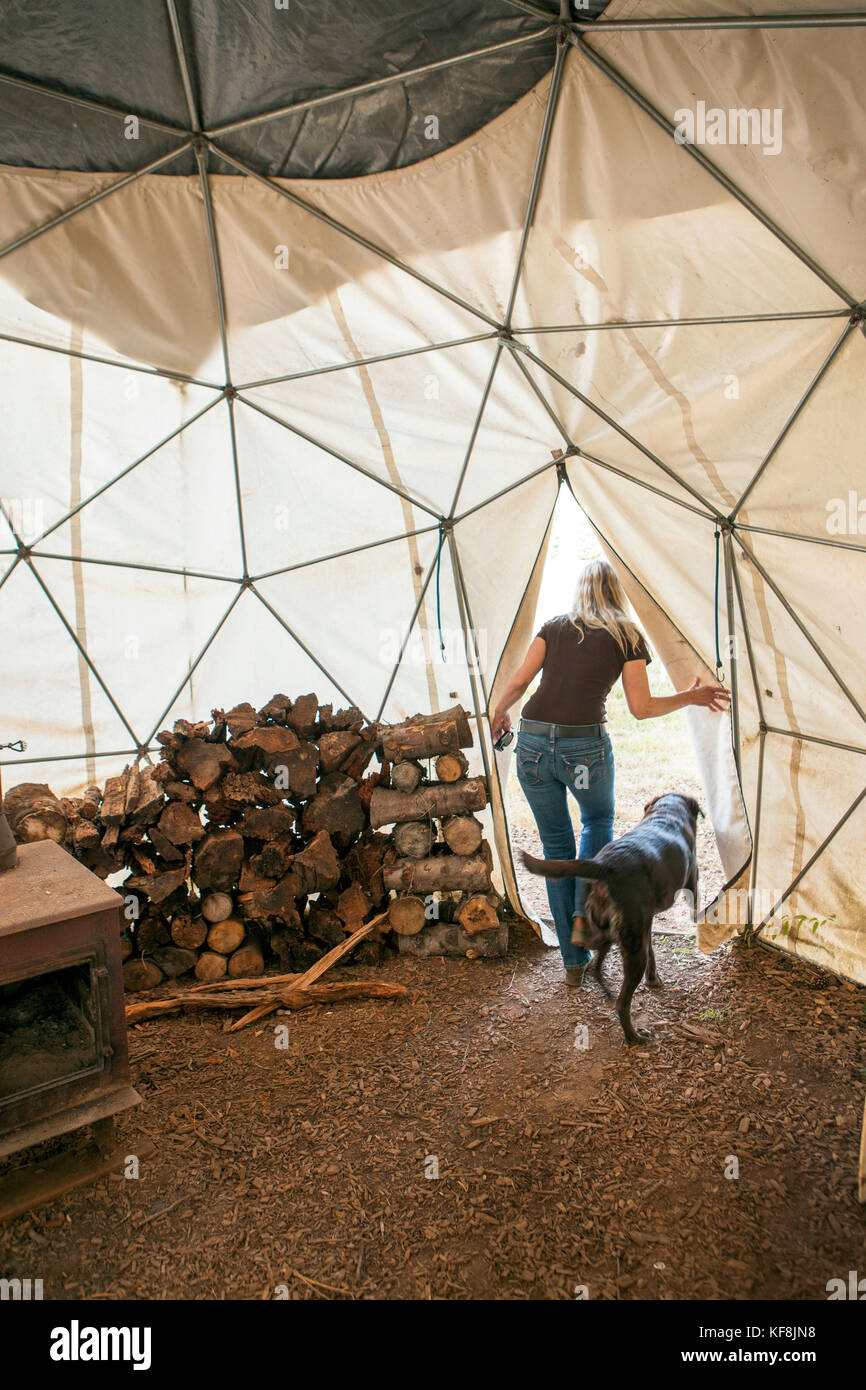 USA, Oregon, Corbett, Trout Creek Tree Farm, owner Terri Barnes on her