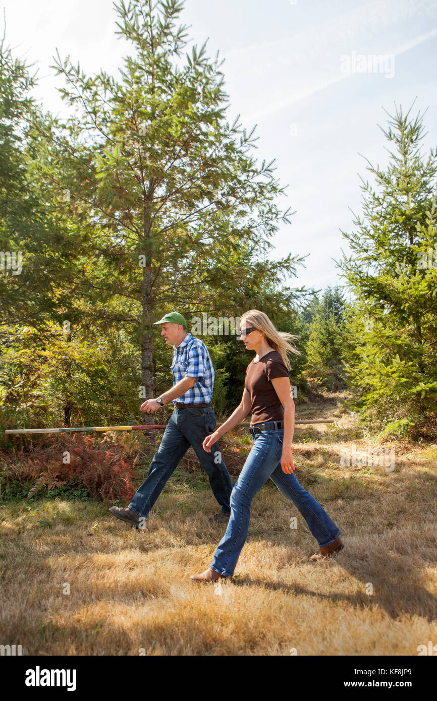 USA, Oregon, Corbett, Trout Creek Tree Farm, owners Terri Barnes and